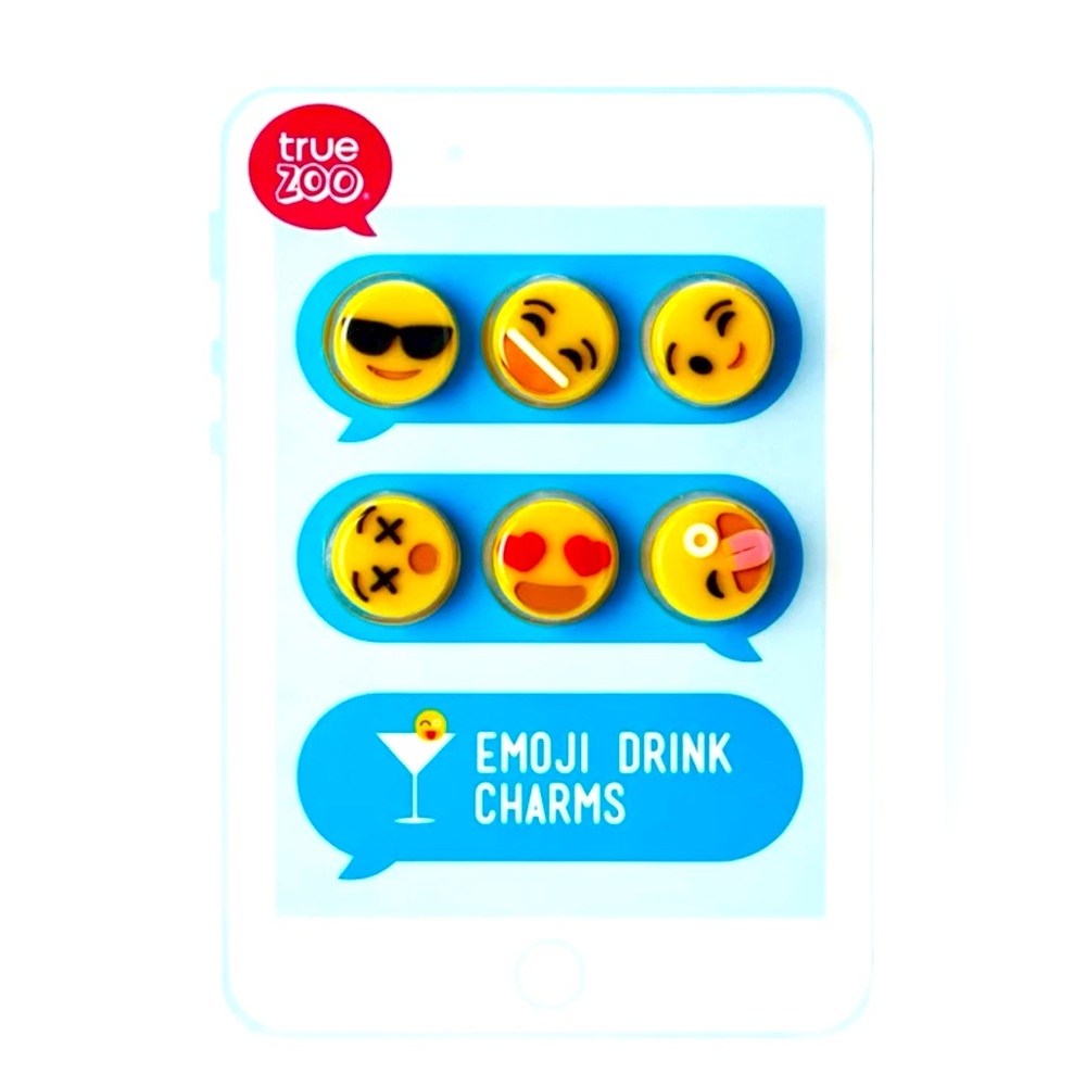True Zoo Emoji Drink Charms - Package of Six - Great Grab Bag Christmas Gift!